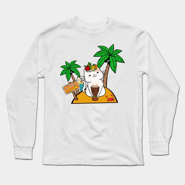 Funny Persian cat is on a deserted island Long Sleeve T-Shirt by Pet Station